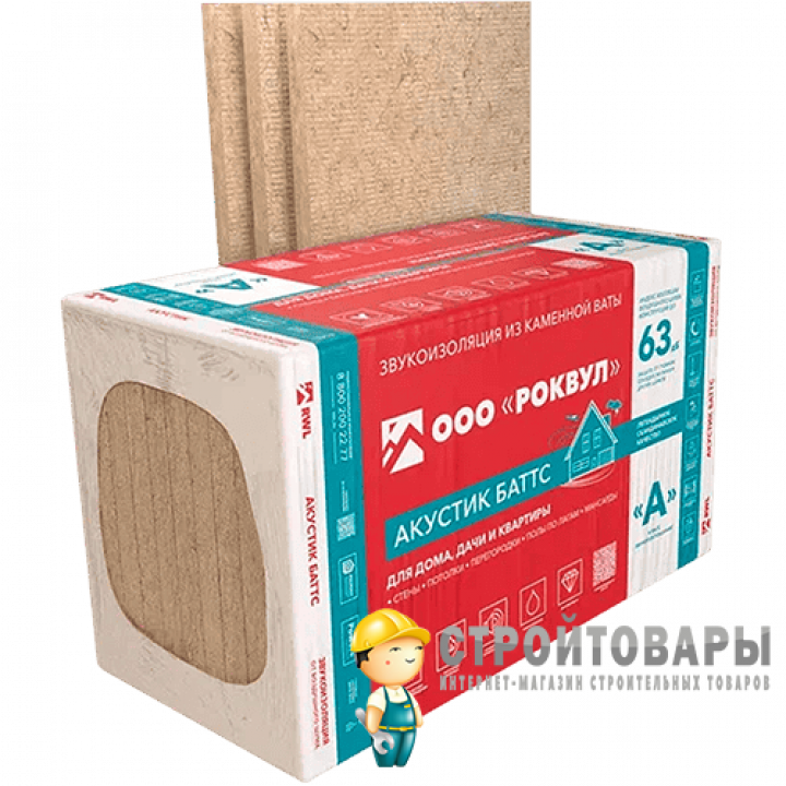 Роквул (Rockwool) АКУСТИК БАТТС 1000х600х100 мм (3 м²)